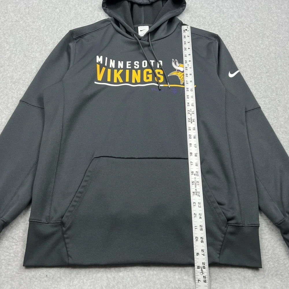 Nike Minnesota Vikings Hoodie Mens Medium Black Therma-Fit Fleece NFL Sweatshirt